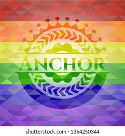Anchor on mosaic background with the colors of the LGBT flag