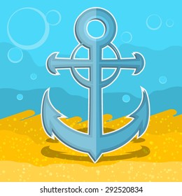 Anchor on the sea bottom