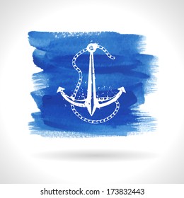Anchor on watercolor background