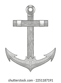 anchor on white background. Vintage Engraving drawing style Illustration