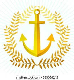 anchor on a white background with wreath