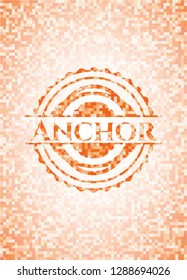 Anchor orange mosaic emblem with background