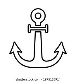 Anchor outline icon. Line art vector design.
