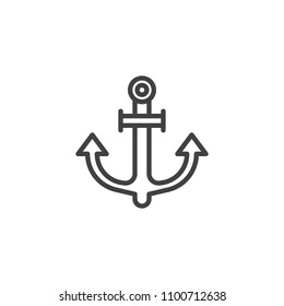 Anchor outline icon. linear style sign for mobile concept and web design. Marine anchor line vector icon. Symbol, logo illustration. Pixel perfect vector graphics