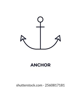 anchor outline icon. Linear vector from army and military concept. Thin line anchor icon isolated on white background