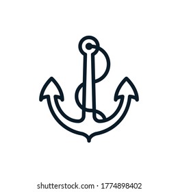 Anchor outline icons. Vector illustration. Editable stroke. Isolated icon suitable for web, infographics, interface and apps.