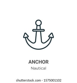 Anchor outline vector icon. Thin line black anchor icon, flat vector simple element illustration from editable nautical concept isolated on white background
