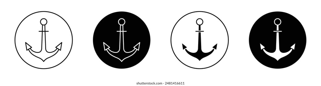 Anchor outlined icon vector collection.