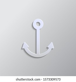 Anchor paper style, vector icon. Grey color vector background
