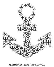 Anchor pattern created in the group of anchor design elements. Vector iconized composition designed with simple elements.