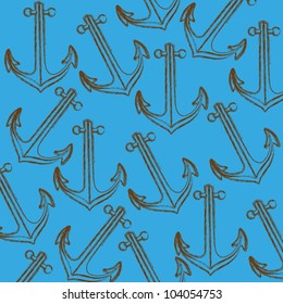 anchor pattern with grunge style delineated, isolated on white background