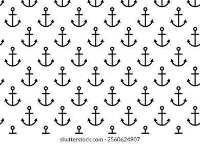 Anchor pattern on white background . Anchor background . Vector illustration