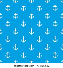 Anchor pattern repeat seamless in blue color for any design. Vector geometric illustration