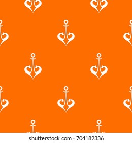 Anchor pattern repeat seamless in orange color for any design. Vector geometric illustration