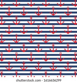 Anchor pattern. Stripes blue&white background.