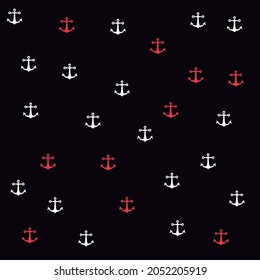 Anchor pattern in two color with black background fabric style