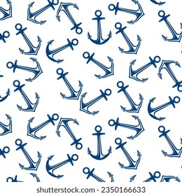 Anchor pattern. Vector seamless pattern with anchors and helms on the white background.