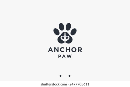 anchor with paw logo design vector silhouette illustration