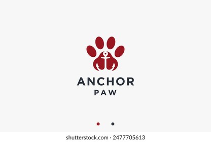 anchor with paw logo design vector silhouette illustration