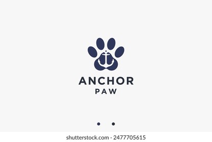 anchor with paw logo design vector silhouette illustration