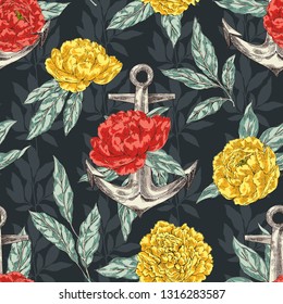Anchor and peones seamless pattern