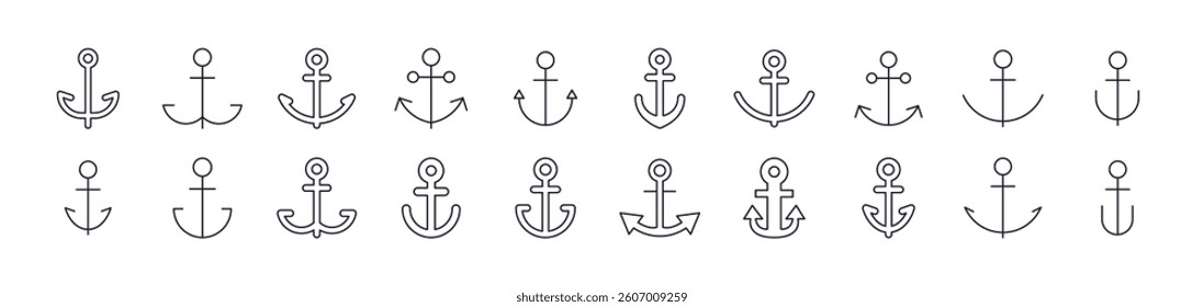 Anchor Picture Collection. Editable Stroke. Perfect for Infographics, Articles, Books, Flyers, Banners