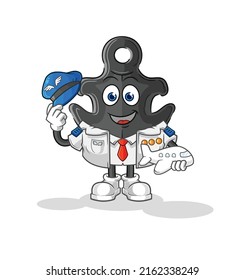 the anchor pilot mascot. cartoon vector