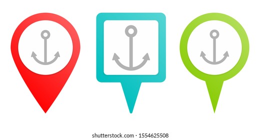 Anchor pin icon. Multicolor pin vector icon