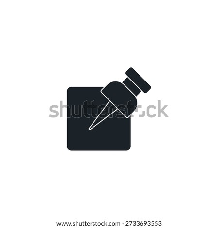 Anchor Point Digital Lock Icon, AR Object Pin Vector Illustration, Spatial Surface Alignment