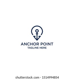 Anchor Point Logo Design Template. Pin, Location, Map - Vector