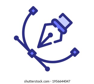 anchor point vector single isolated icon with dash or dashed purple line style