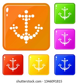 Anchor from points icons set collection vector 6 color isolated on white background