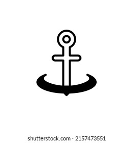 Anchor, Port Solid Line Icon Vector Illustration Logo Template. Suitable For Many Purposes.