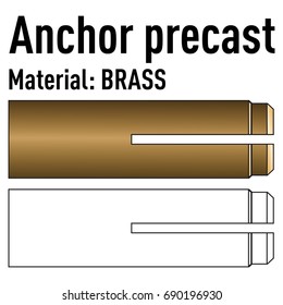 Anchor precast of brass for stone wall.