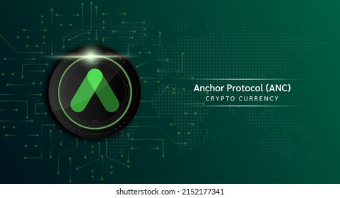 Anchor Protocol coin cryptocurrency token symbol. Crypto currency with stock market investment trading. Coin icon on dark background. Economic trends finance concept. 3D Vector illustration. svg