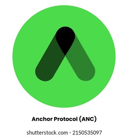 Anchor Protocol crypto currency with symbol ANC. Crypto logo vector illustration for stickers, icon, badges, labels and emblem designs. svg