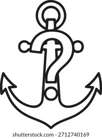 Anchor Question Mark Icon – Symbol of Stability and Uncertainty, Minimalist Vector for Conceptual Design