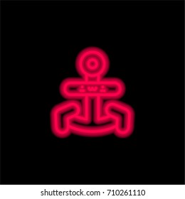 Anchor red glowing neon ui ux icon. Glowing sign logo vector
