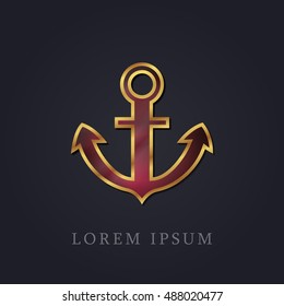 Anchor Red Ruby with Golden Frame Precious Jewellery Icon / Logo Design