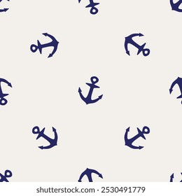 Anchor Repeated marine pattern. Nautical design prints. Repeating sailing backdrop. Vector illustration seamless.