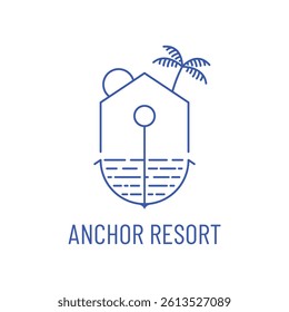 anchor resort flat minimalist logo design