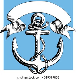 Anchor and ribbon banner. Vector illustration