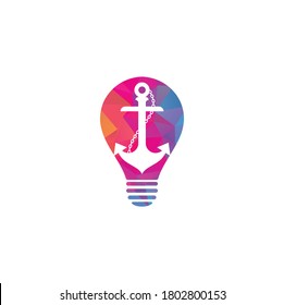 Anchor with rope bulb shape logo design template.