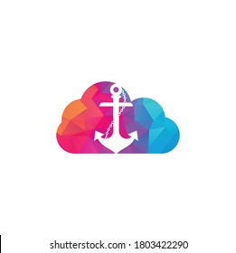 Anchor with rope cloud shape logo design template.