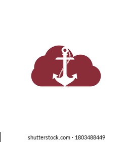 Anchor with rope cloud shape logo design template.