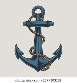 Anchor with rope, colours design.