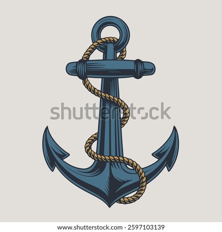 Anchor with rope, colours design.