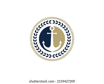 Anchor, Rope and Crown for Marine Ship Boat logo design. Usable for Business and Branding Logos. Flat Vector Logo Design Template.