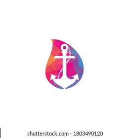 Anker mit Seiltropfen Logo Design Vorlage.