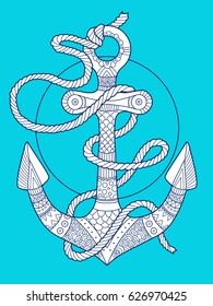 Anchor and rope fashion vector illustration. Lace pattern